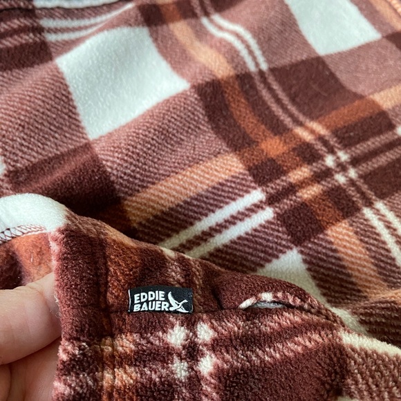 Eddie Bauer shacket women’s flannel fleece jacket LARGE - Picture 5 of 12